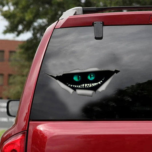 Adesivo di metallo con gatto di Cheshire, decal a tema animale selvatico, adesivo divertente per auto e finestra, effetto 3D.