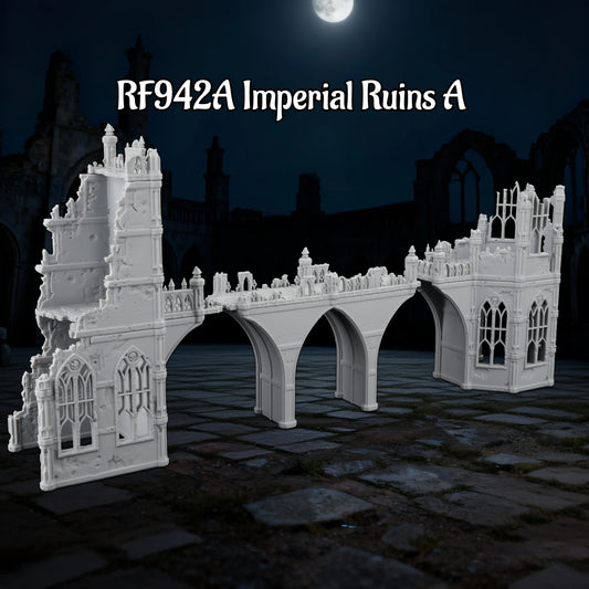 Modelli di rovine imperiali in miniatura per giochi di ruolo, scenografia fantasy per tabletop e accessori RPG.