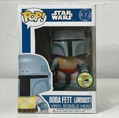 Figurine Funko POP Star Wars: Clone Trooper 501st, Boba Fett, Holographic Darth Maul, dettagli colorati e personaggi iconici.