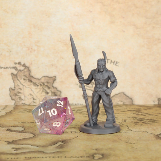 Miniatura di guerriero indiano da gioco di ruolo da 25mm di Otaku Family Store, figura da collezione per giochi di strategia TTRPG.