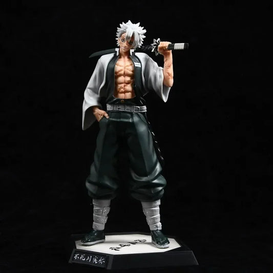 Figura d'azione di Shinazugawa Sanemi da Demon Slayer, alta 30 cm, personaggio anime dettagliato, marca Otaku Family.