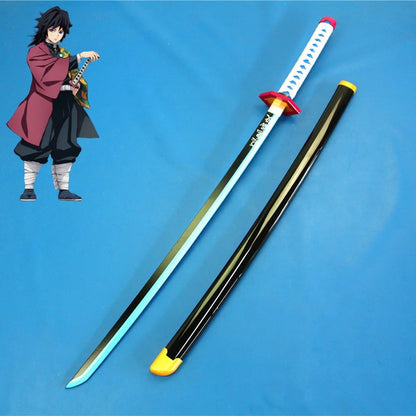 Spada cosplay Demon Slayer katana da 41 pollici in stile anime ninja, con dettagli realistici e manico decorato.