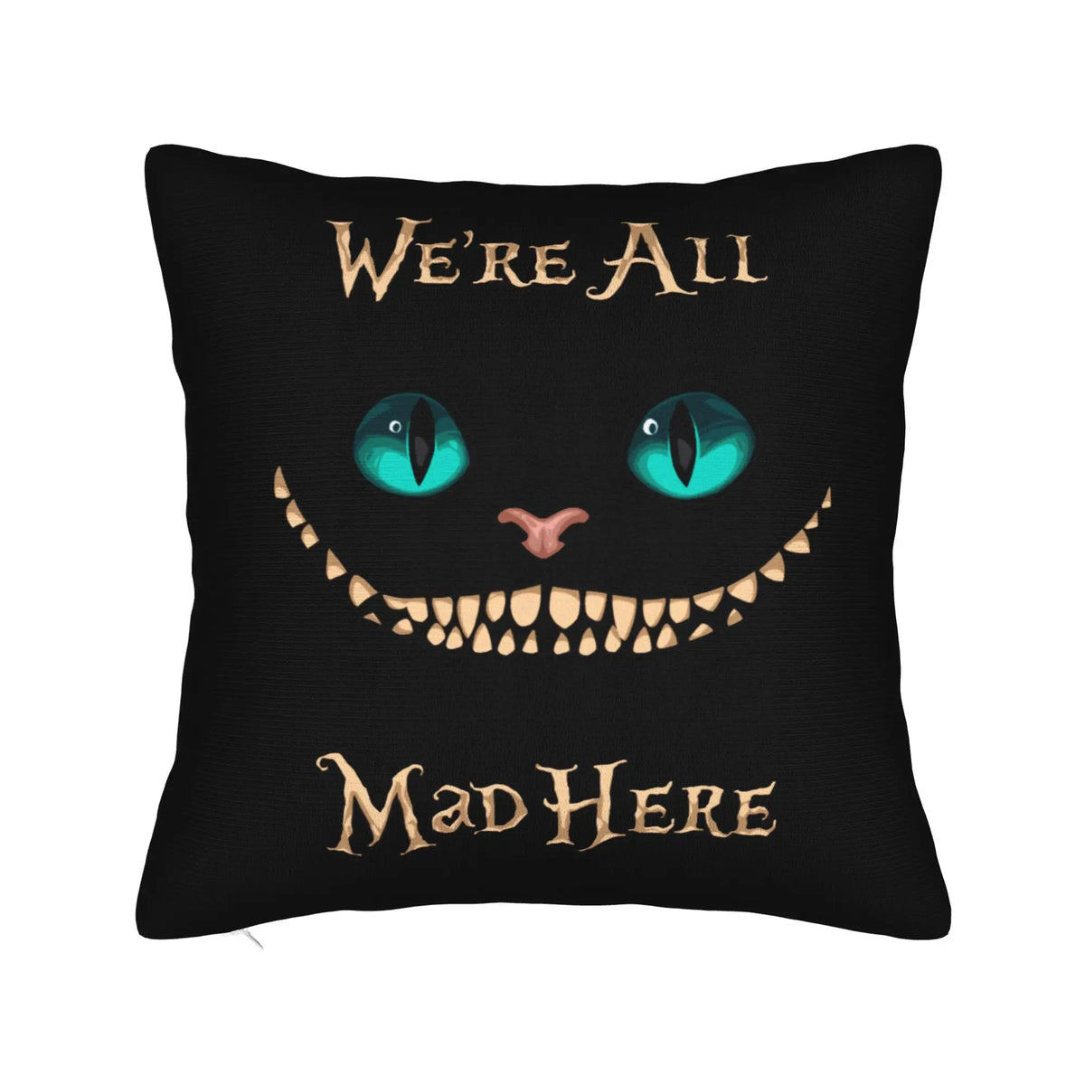 Cuscino quadrato con stampa del Gatto del Cheshire di Alice nel Paese delle Meraviglie, copertura decorativa in poliestere, 45x45 cm