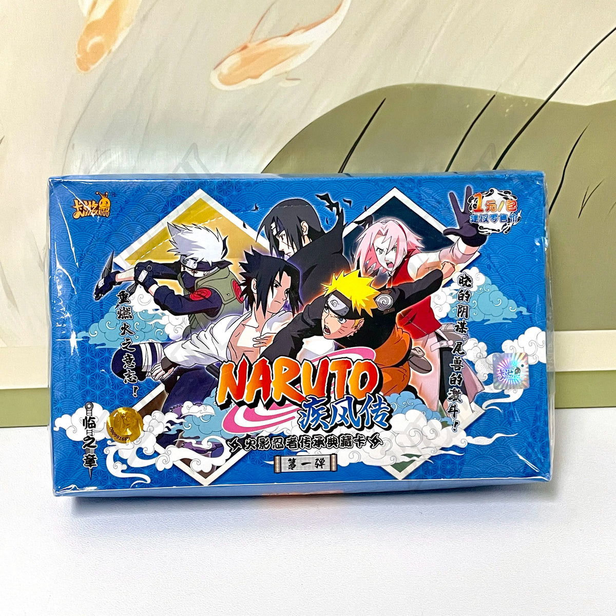 Carte Naruto TCG Kayou Chapter of the Ninja, confezione con carte rare aperte, brand Otaku Family Store Online, immagine dettagliata.