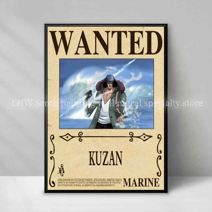 Figura di azione One Piece Anime Wanted Notice giallo decorativo per pareti, alta qualità, Otaku Family Store Online