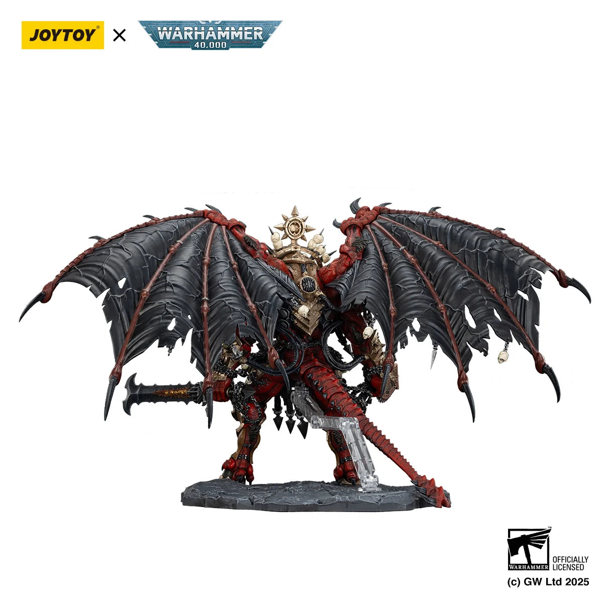 Figura d'azione Warhammer 40k Angron, Primarch dei World Eaters, alta 38cm, con dettagli da guerriero demonio Khorne.