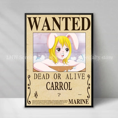 Figura da collezione Otaku Family Store di One Piece, decorativa in stile cartellone "Wanted" giallo, dettagliata e di alta qualità.