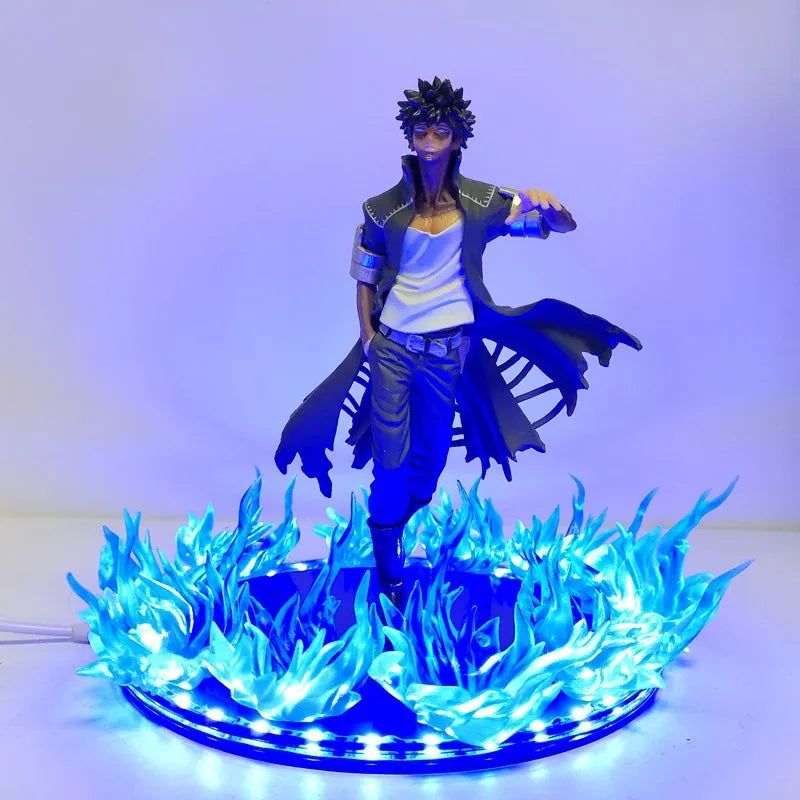 Figura d'azione My Hero Academia Dabi con scena di fuoco blu, PVC, LED, altezza 17cm, dettaglio realistico e stilizzato
