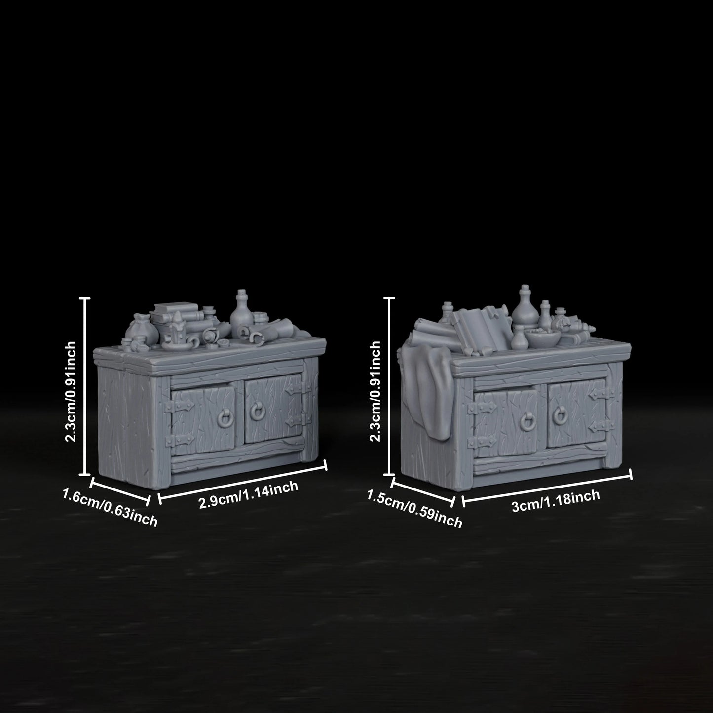 Miniature armadi RPG in due pezzi per giochi di ruolo e tabletop, accessori immersivi per ambientazioni e prop per giochi da tavolo.