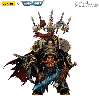 Figura d'azione Warhammer 40K Abaddon the Despoiler e Death Guard, modello 1/18 con armatura Primus e accessori.