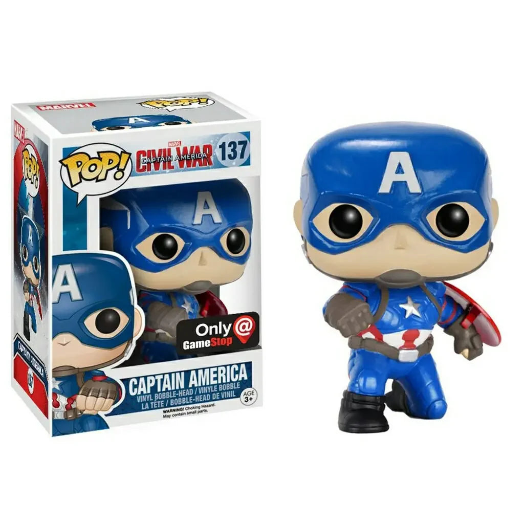 Funko Pop di Captain America dei Avengers: Civil War, figura da collezione Otaku Family Store, dettagliata e colorata.