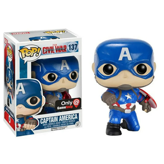 Funko Pop di Captain America dei Avengers: Civil War, figura da collezione Otaku Family Store, dettagliata e colorata.