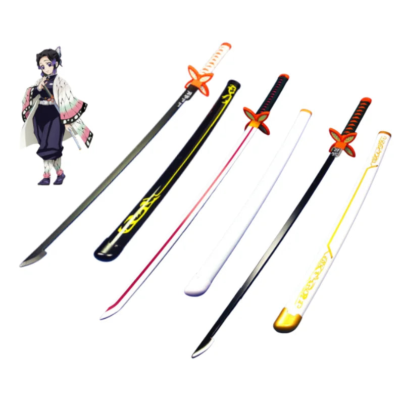 Katana da cosplay Demon Slayer di 41 pollici, lama nera e dettagli intricati, perfetta per costumi anime e cosplay ninja.