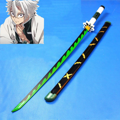 Katana cosplay da 41 pollici di Demon Slayer, spada ninja anime, manico nero e lama dettagliata, perfetta per cosplay e collezioni.