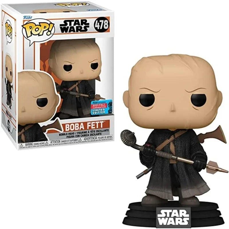 Funko Pop Star Wars: Boba Fett #478, Yoda #269, Darth Vader #428 in scatola, figure da collezione Otaku Family Store.