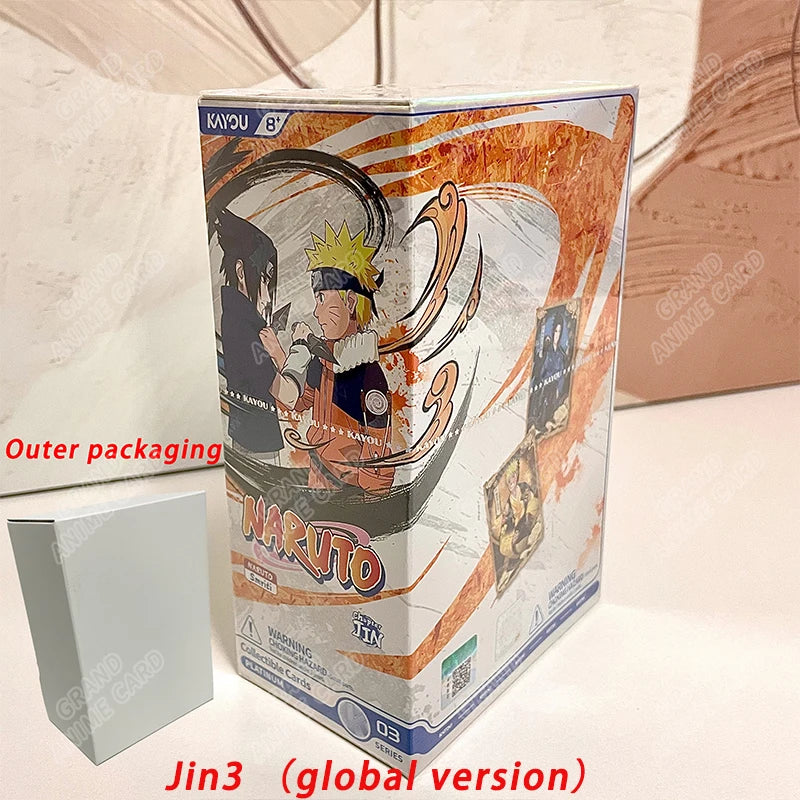 Scatola di carte KAYOU Naruto Card Collection Booster Box, versione globale con immagini di personaggi Naruto e simboli ninja