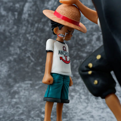 Figura d'azione di Luffy con cappello di paglia da 18cm, statuetta statica da collezione, decorazione creativa in stile anime.