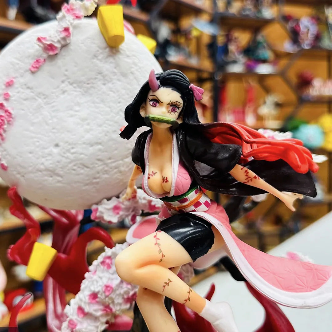 Figurina d'azione Blood Breaking Mi Bean Ghost Slayer con lama magica e porta stufa, dettagliata e artigianale, di Otaku Family Store.