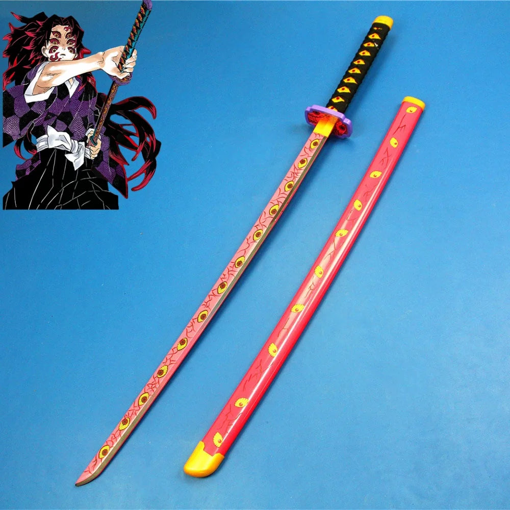 Spada cosplay Demon Slayer, katana anime da 41 pollici, lama nera e manico dettagliato, perfetta per cosplay ninja Demon Slayer