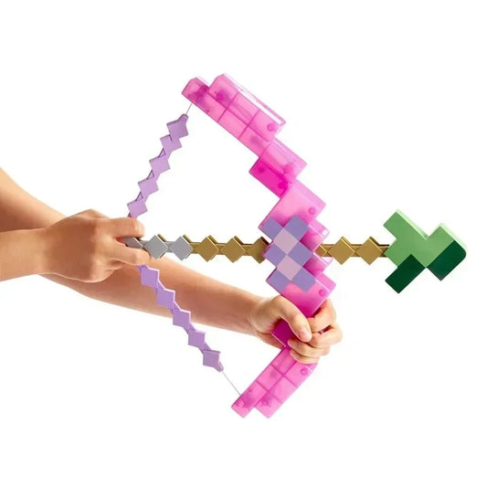 Fucile giocattolo da tiro con frecce in plastica per bambini, cosplay Minecraftion, ottimo come regalo per ragazzi e ragazze.
