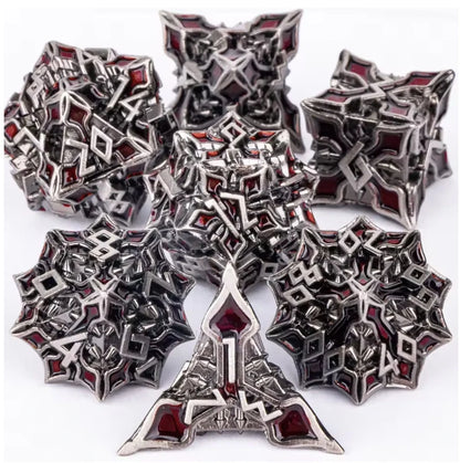 Set di 7 dadi poliedrici in metallo per giochi di ruolo D&D, collezione mista di dadi da tavolo Otaku Family Store Online