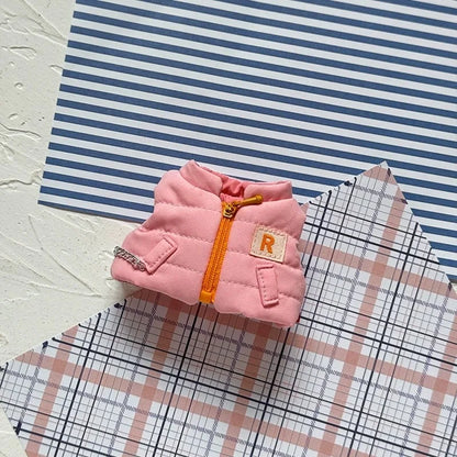 Giacca imbottita invernale labubu Otaku Family Store, con cappuccio in pile e cappello, per bambole di 15-17 cm.