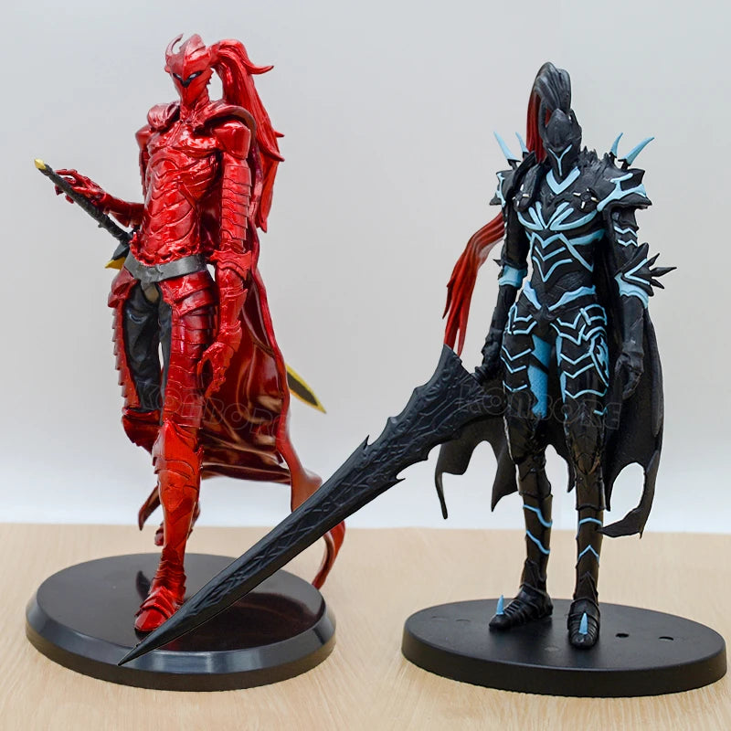 Figura d'azione Igris, il Comandante Rosso Sangue, da Solo Leveling, con dettagli realistici, in posa con armatura e spada.
