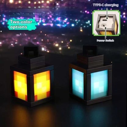 Portachiavi lanterna Minecraft Otaku Family Store, mini LED luminoso pixelato, decorativo portatile per zaino e illuminazione notturna.