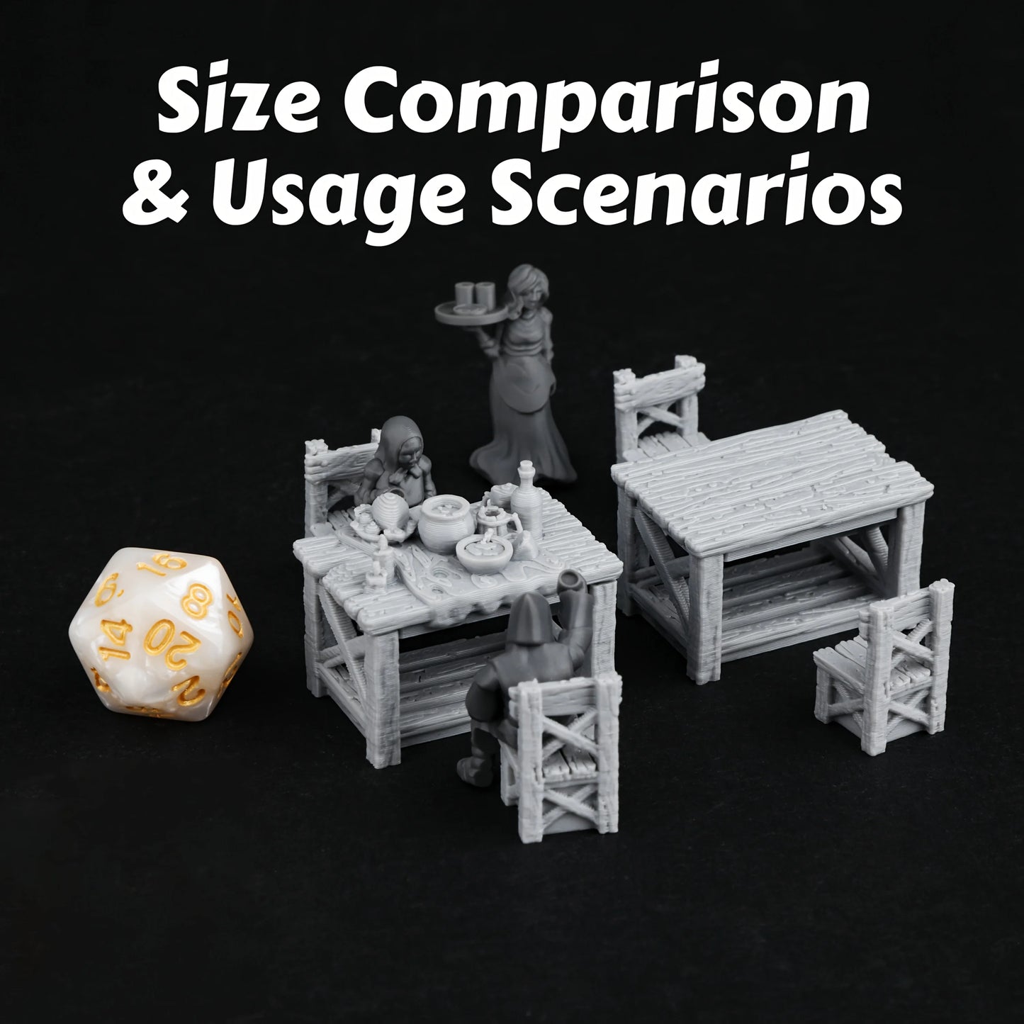 Miniatura di terrain da gioco di ruolo con tavolo da pranzo rustico, set di mobili tabletop per giochi di ruolo, prodotto Otaku Family Store