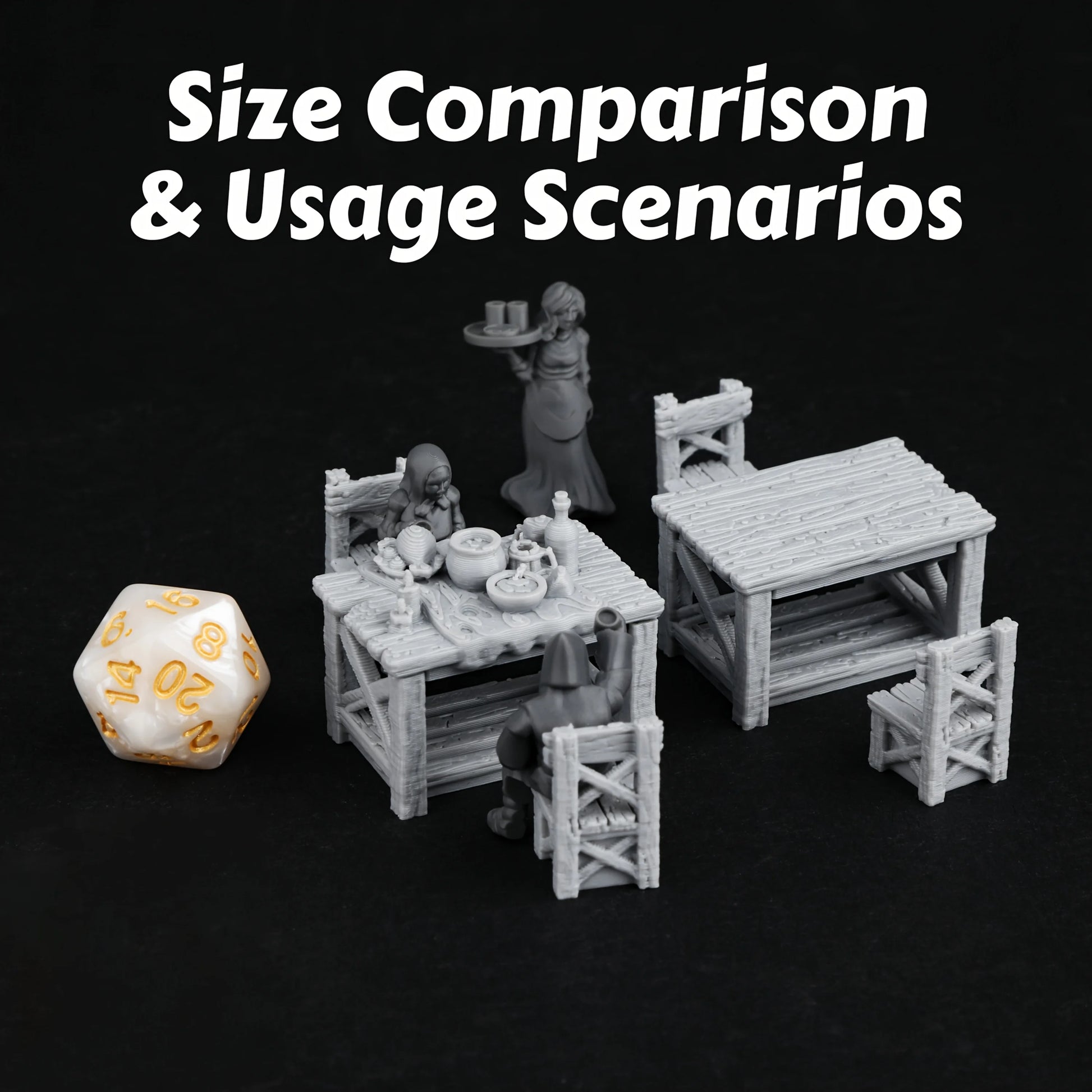 Miniatura di terrain da gioco di ruolo con tavolo da pranzo rustico, set di mobili tabletop per giochi di ruolo, prodotto Otaku Family Store