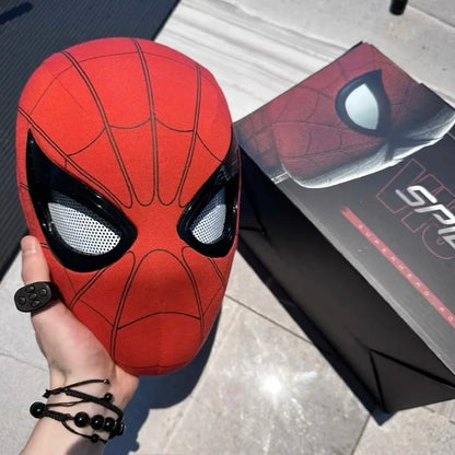 Maschera di Spiderman con occhi mobili, costume cosplay in tessuto spandex, perfetta per Halloween e cosplay Peter Parker.