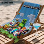 Asciugamano mare Minecraft in microfibra ultra assorbente con design a blocchi e personaggi, ideale per spiaggia e piscina.