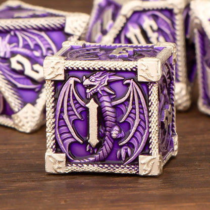 Set di 7 dadi poliedrici in metallo per giochi di ruolo come Dungeons & Dragons, gadget Otaku Family Store Online