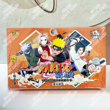 Scatola booster di carte Naruto KAYOU della collezione ufficiale T2W9/T4W8, con immagini di personaggi Naruto e simboli della serie.