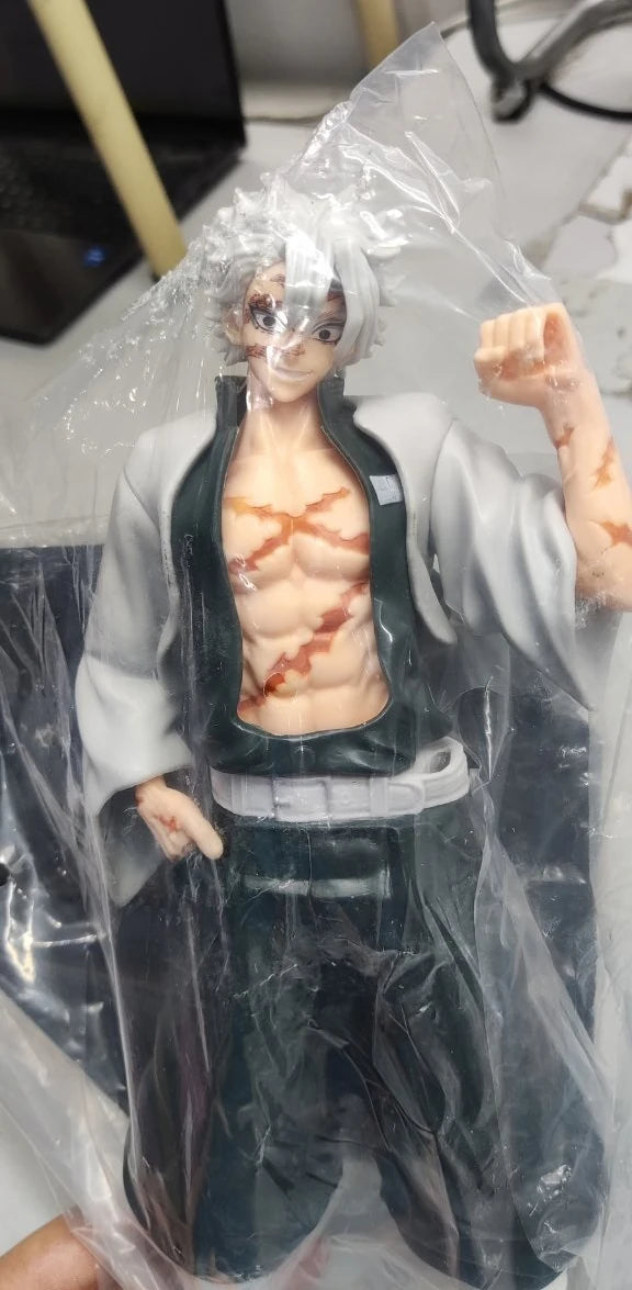 Figura d'azione Demon Slayer Shimazugawa Sanemi, 30 cm, in dettaglio, con abiti e armi, di alta qualità e stile anime.