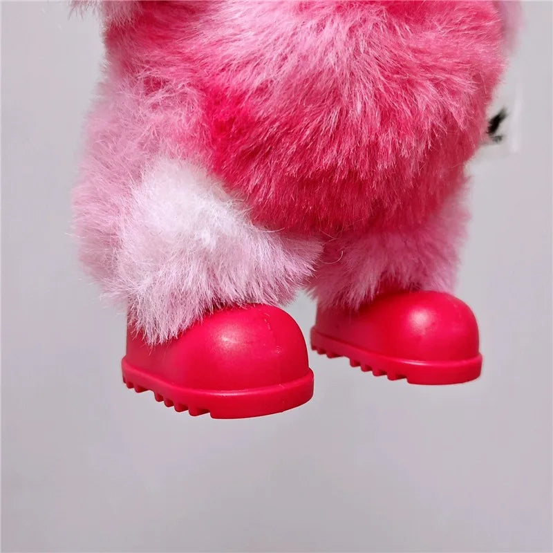 Vestaglia invernale Labubu con cappuccio, giacca imbottita con cappuccio e pantaloni in pile per bambole da 15-17cm