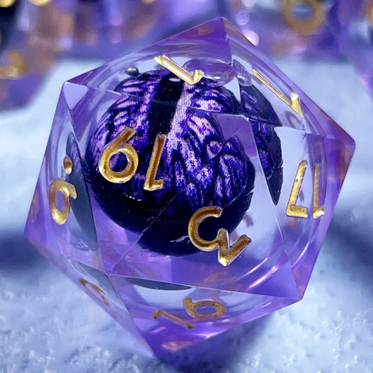 Set di 7 dadi D20 Liquid Core "Flow Eye" di Otaku Family Store, gadget per giochi di ruolo D&D, Pathfinder e Cthulhu.