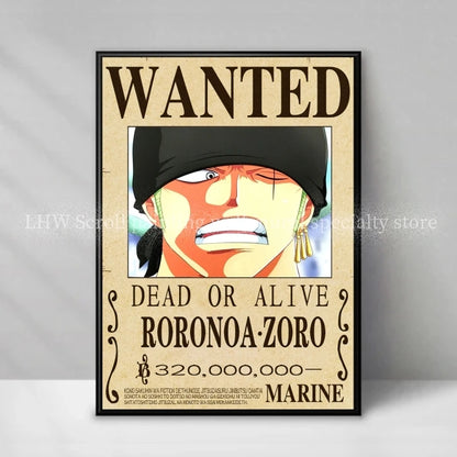 Figura action One Piece Anime Wanted Notice gialla decorativa, alta qualità, da collezione, di Otaku Family Store Online
