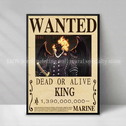 Figura d'azione One Piece Anime Wanted Notice gialla decorativa per parete, alta qualità, marchio Otaku Family Store Online
