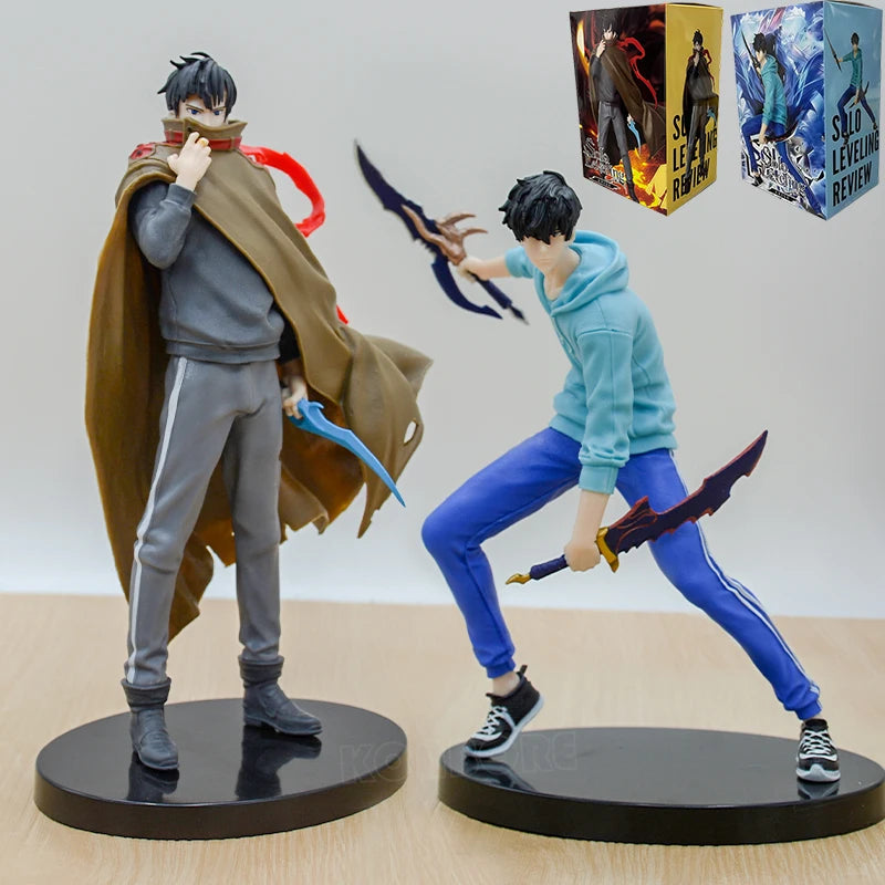 Figura d'azione di Sung Jinwoo, 20 cm, da Solo Leveling, modello da collezione di Shun Mizushino, rappresenta l'eroe in posa.