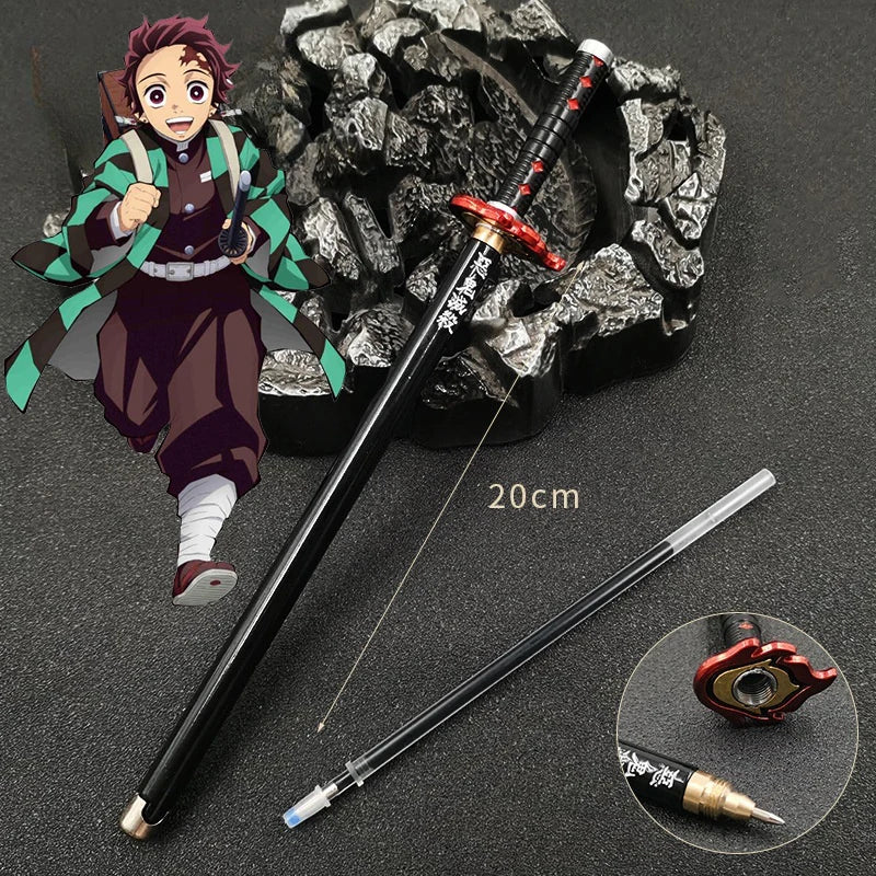 Penna gel modello Demon Slayer con design anime giapponese, ricarica nera da 0,5mm, gadget cosplay, regalo per studenti e appassionati.