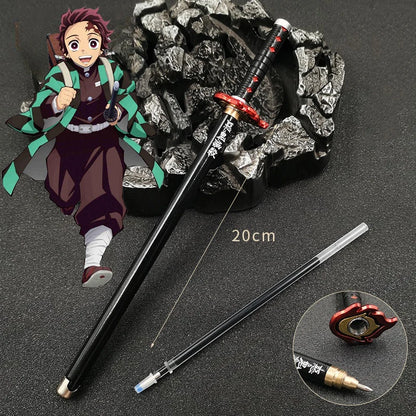 Penna gel modello Demon Slayer con design anime giapponese, ricarica nera da 0,5mm, gadget cosplay, regalo per studenti e appassionati.