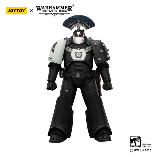 Figura d'azione Warhammer JOYTOY Corvus Corax, Primarch dei Raven Guard, in versione 1/18, dettagliata e realistica.