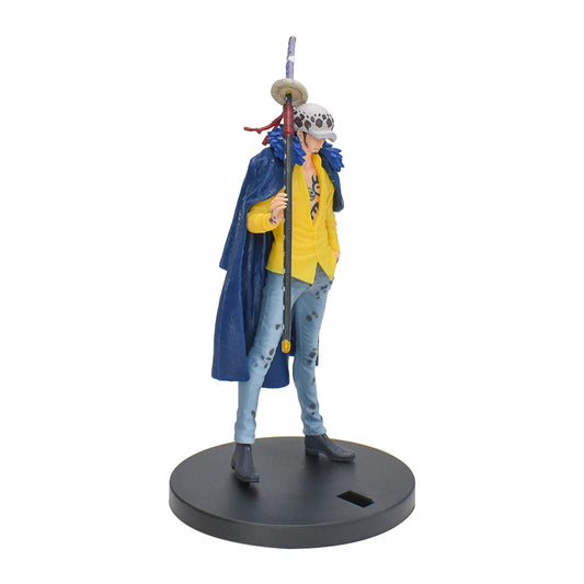 Action figure Trafalgar Law della serie One Piece DXF Wano Country, altezza 18cm, dettagliata e in posa.